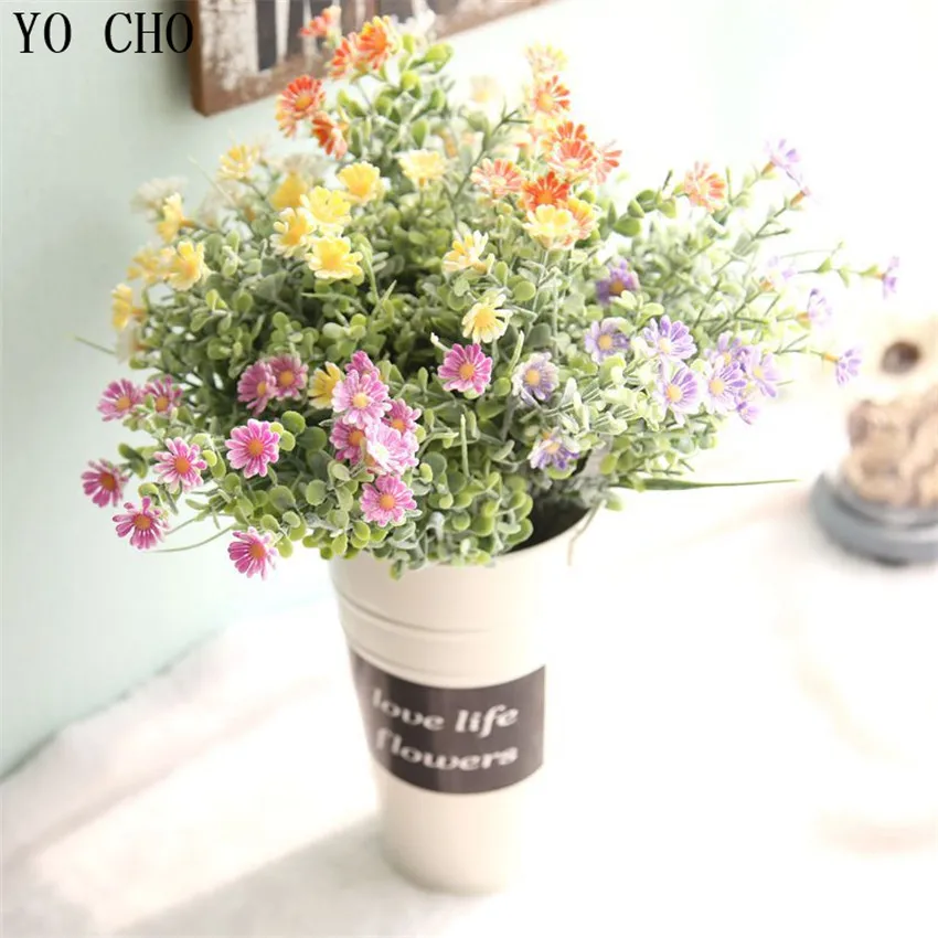 YO CHO Artificial Succulents Fresh Marguerites Fake Flowers Wedding Office Home Party Decorative Dried Flowers High Quality