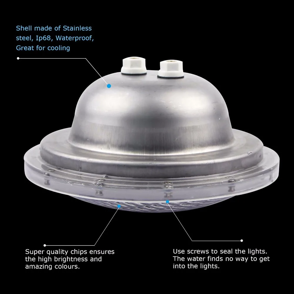 LED Swimming Pool Light With Remote Control Waterproof RGB Underwater Lamp 54W Holiday Outdoor Pond Spotlight Fountain Lighting