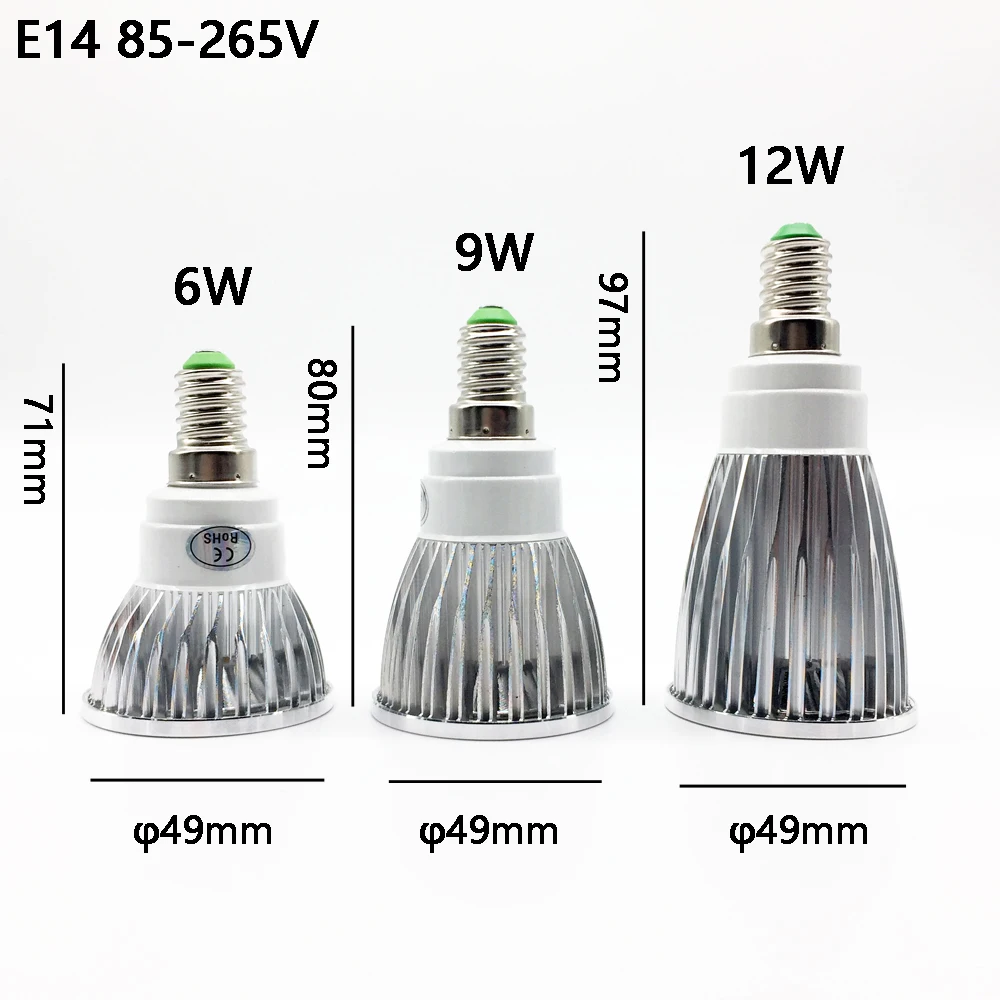 Super Bright GU 10 Bulbs Light Dimmable Led Warm/White 85-265V 6W 9W 12W GU10 COB LED lamp light GU 10 led Spotlight