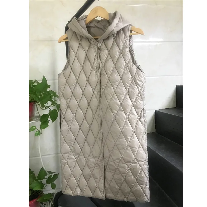 

Sanishroly Autumn Winter Women Hooded Waistcoat Duck Down Coat Parka Ultra Light Down Vest Female Long Sleeveless Vest Tops S549