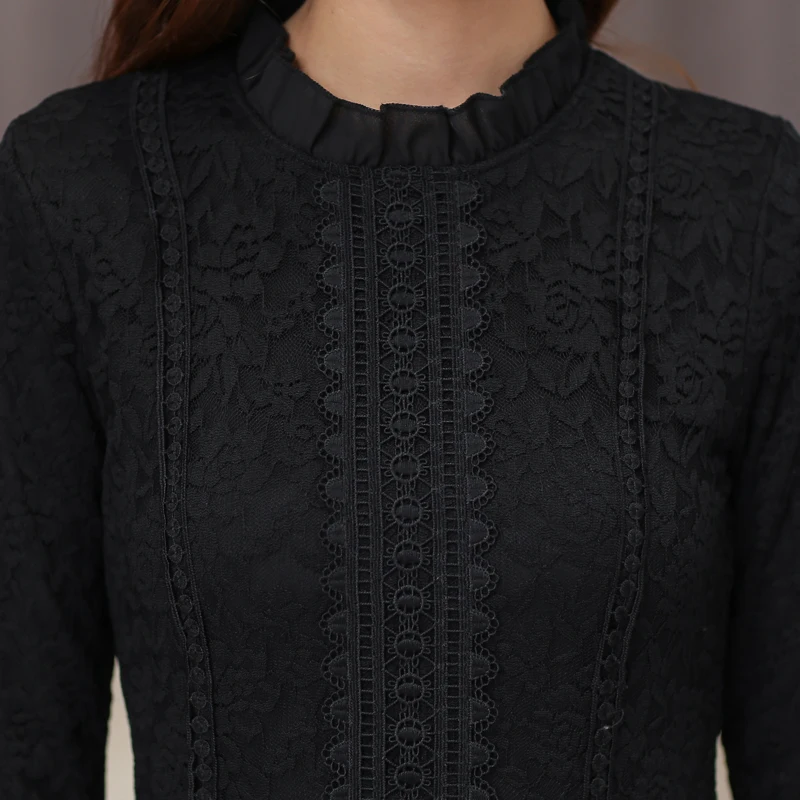 Special offer Clearance Goods womens tops fashion 2020 fleece fall clothing Lace fringe black white solid shirt thick blouses