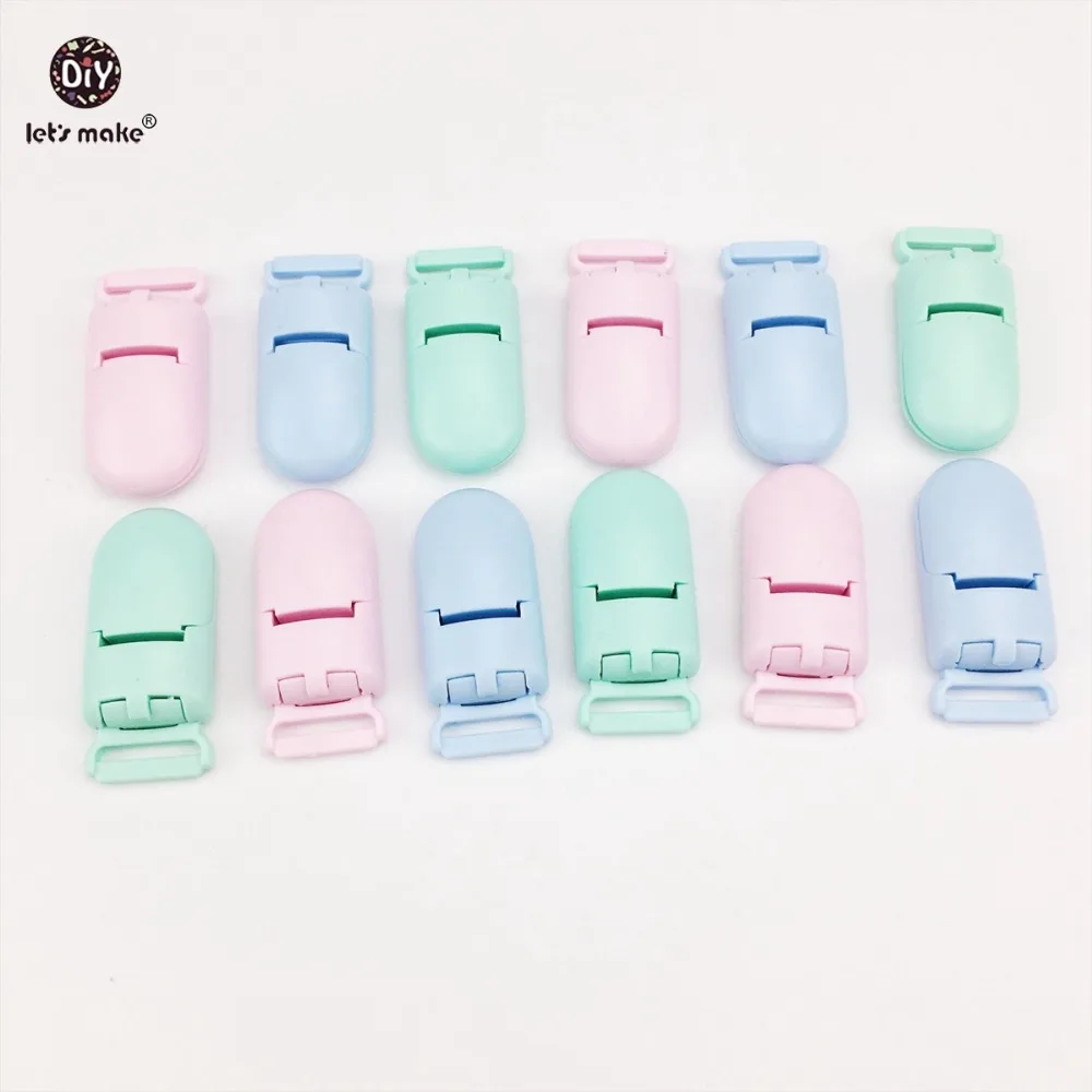 

Let's Make Baby Accessories Pacifier Clips Plastic 100pc Candy Color Bib Holder Clips Baby Gift DIY Material Dummy Clips Teether