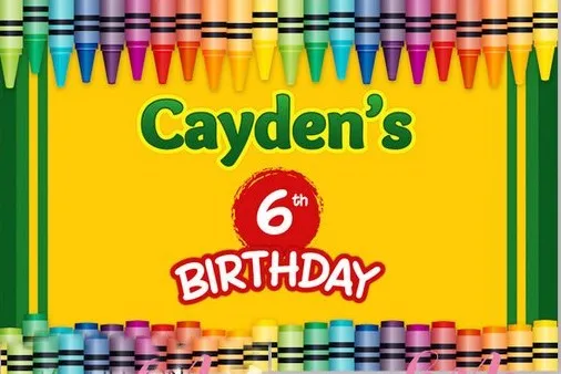 Custom color Crayon Birthday Green backdrops  High quality Computer print children kids background