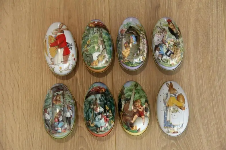 100pcs/lot big size Easter Egg Tin Box mixed pattern wedding candy box Storage case Wholesale