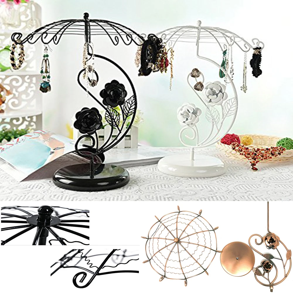 Jewelry Store Hanging Display Organizer Umbrella Shelf Bracelet Necklace Earring Tree Rack Ring Nail Polish Lipstick Tray Holder