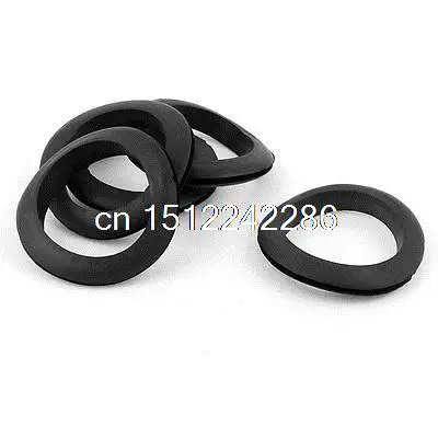 

5 x Black Rubber 50mm Open Hole Ring Double Side Cable Wiring Grommet