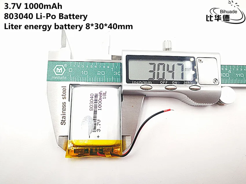 10 sztuk litera energii baterii dobrej jakości 3.7 V, 1000 mAH, 803040, polimerowa bateria litowo-jonowa/akumulator litowo-jonowy do TOY, POWER