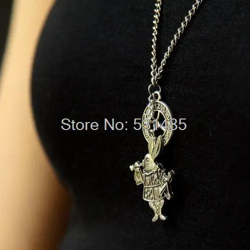 Alice in Wonderland  inspired necklace Alice s white rabbit charm necklace