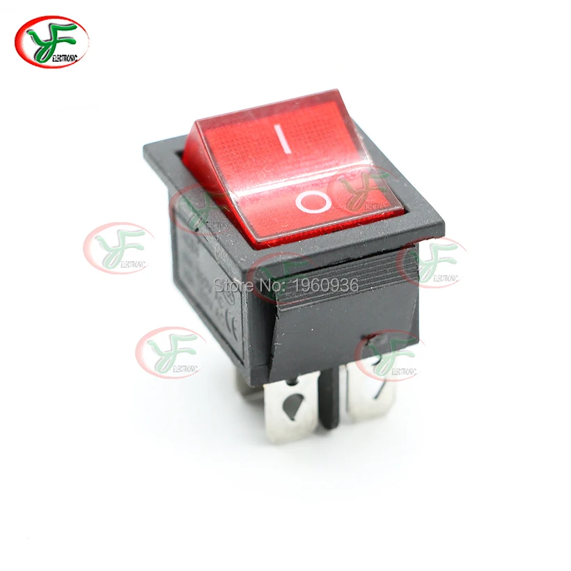 4Pin On-Off-On Copper Boat Rocker Switch 16A 250VAC /20A 125VAC Red Light Car Dash Dashboard Truck RV ATV Home Arcade Switch