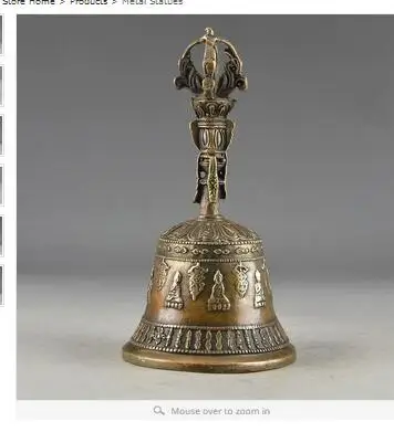 

Art Bronze home decoration Folk Culture Copper CHINA VINTAGE BRASS HANDWORK HAMMERED EXORCISM STATUE SUPERB BELL DECORATION