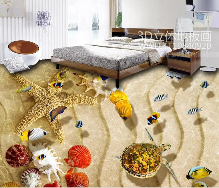 custom 3d floor tiles Shell sea turtles wallpapers 3d floor painting photo wall paper 3d flooring modern wallpaper