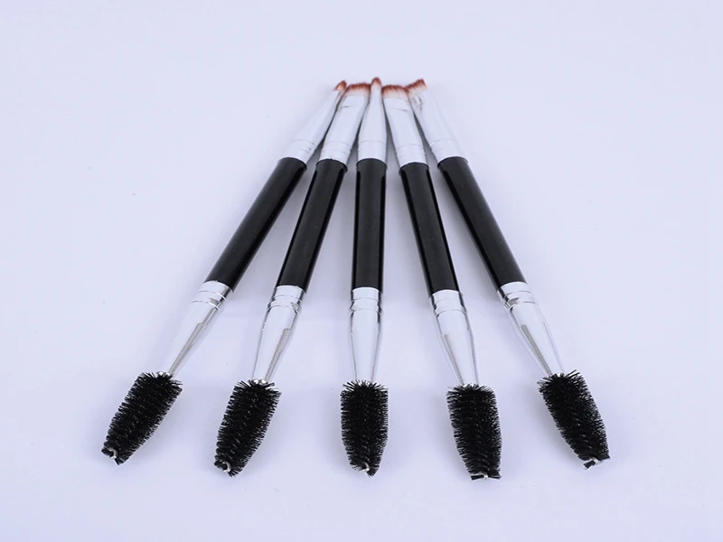 Wholesale 500pcs Excellent Double Ways HappyMakeup Eyebrow Mascara Wand Cosmetic Brush Applicator Double Ended Single Brush Tool