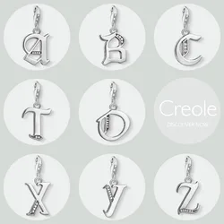 Alphabet Letters A B C D E F G H I J K L M N O P Q R S T U V W X Y Z Charm Pendant,2019 New Fashion Jewelry 925 Sterling Silver