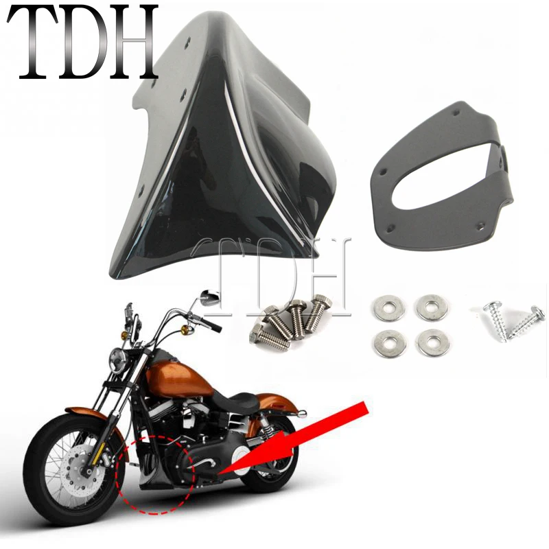 Motorcycle Front Chin Spoiler Lower Chin Air Dam Fairing Mounting Kit For Harley Dyna Fat Bob Wide Glide FXD 2006-2017