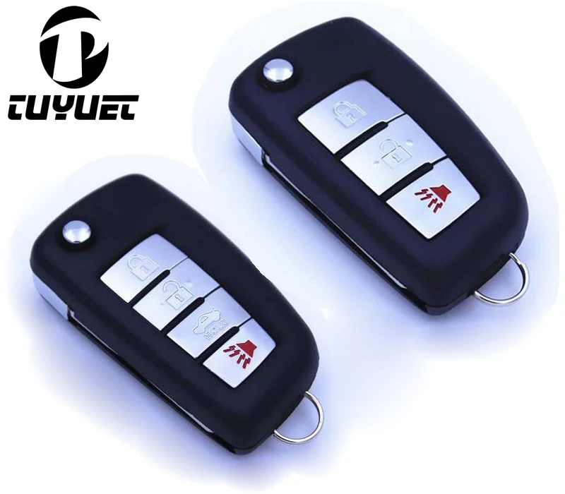 3 Buttons / 4 Buttons Replacement Flip Folding Remote Key Shell Case For Nissan Qashqai Livina Sunny Sylphy Fob Key Cover