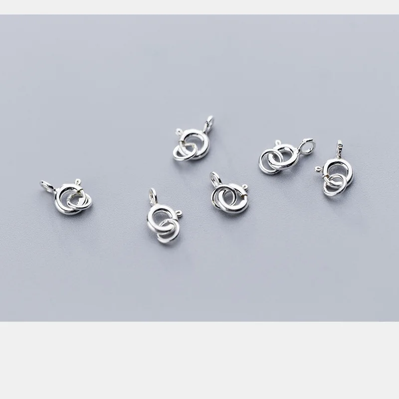 2pcs 100% 925 Sterling Silver Spring Clasp Connectors 5mm Silver Spring Hooks With Ring For Necklace Bracelets DIY Jewelry Make
