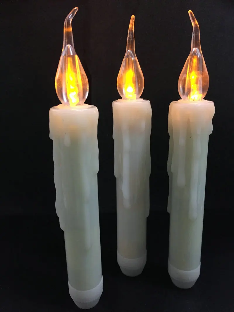 

24pcs LED Taper Battery Operated Flameless Candle lamp Dipped wax Flickering Pillar Candles f/Wedding Xmas Home party 17CM-Amber