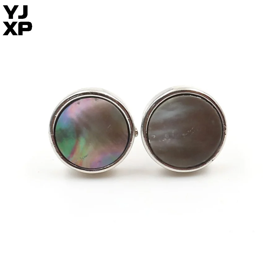 YJXP Multi-Colored Abalone Shell Stud Earring Round Shaped Natural Shells Stud Earrings for Women Anniversary Jewelry Gift