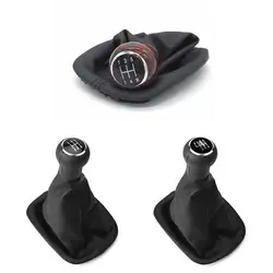 5 / 6 Speed Car Wooden Gear Shift Knob Lever Shifter Gaiter Boot Cover Black Leather Case For Volkswagen VW Passat B5 1998-2004