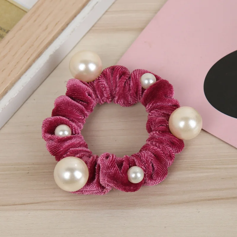 New Women arrival Velvet pearl Elastic Hair Ropes Scrunchies Girls\' No Crease Hair Ties Women Hair Accessories