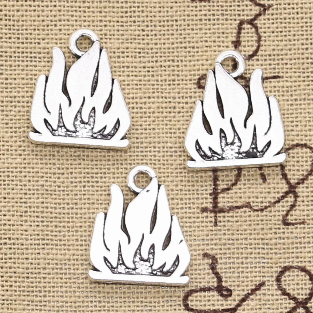 15pcs Charms Flames Fire 15x18mm Antique Silver Color Plated Pendants Making DIY Handmade Tibetan Silver Color Jewelry