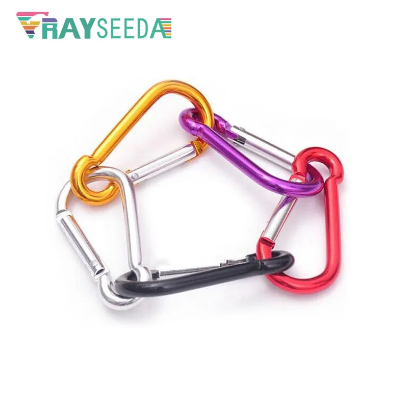 Rayseeda 100pcs a lot Keychain Aluminium Alloy Climbing Carabiner Hooks Mini Gourd Shaped 5# Mountaineering Carabiner Quickdraws