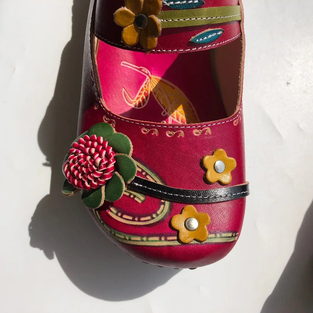 Careaymade-nuova primavera/estate, pantofole piatte per muffin con fondo spesso in vera pelle bovina, colore caramella stile etnico donna