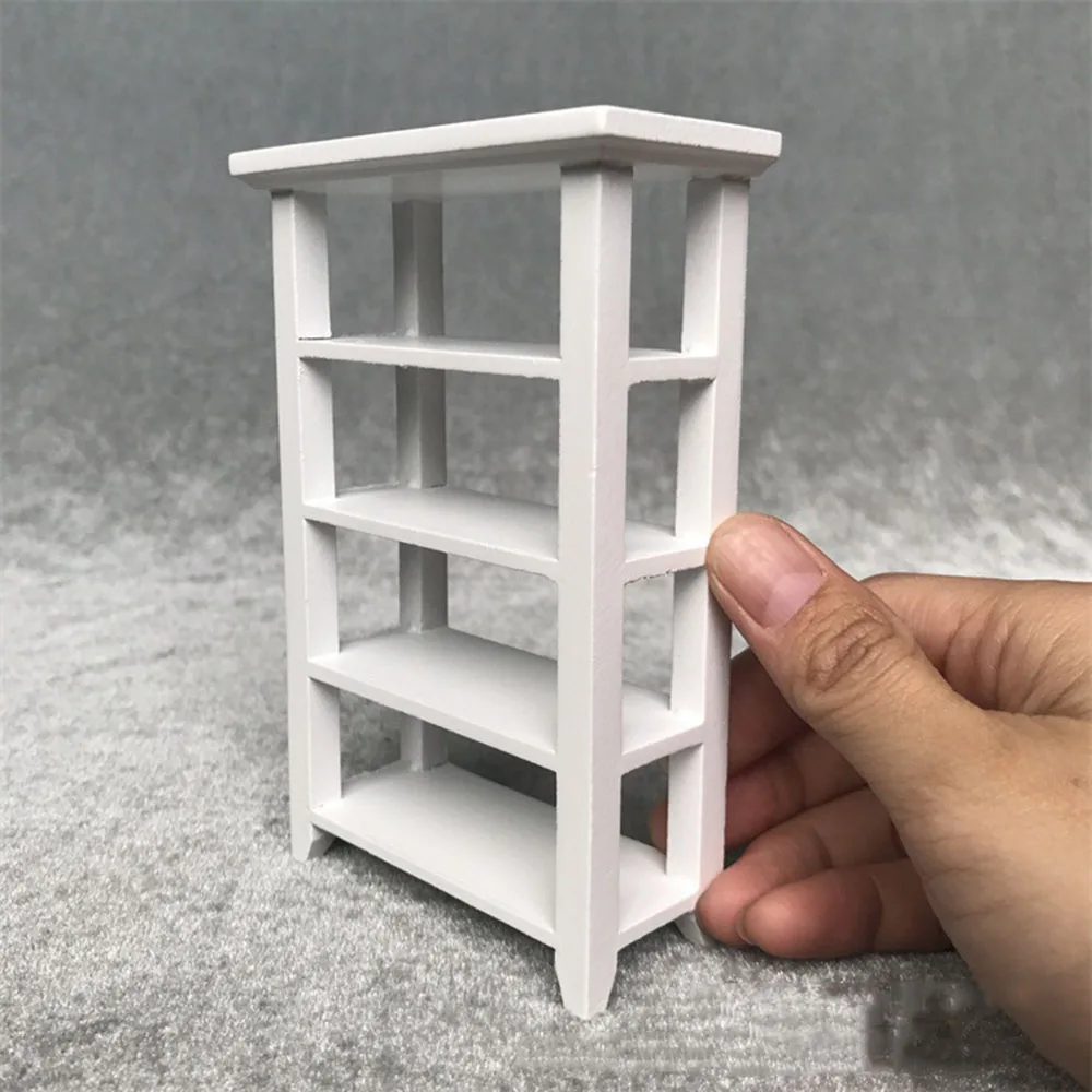 1/12 Dollhouse Miniature Accessories Mini Wooden Flower Pot Rack   Storage Shelf Simulation Furniture Toys for Doll House Decor
