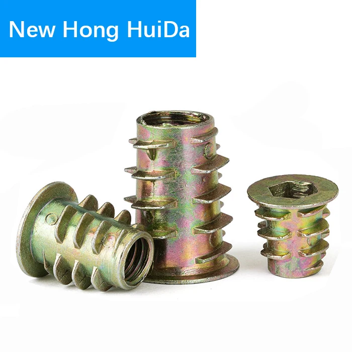 M4 M5 M6 M8 M10 Zinc Alloy Furniture Insert Nuts Hex Socket Head Drive Screw For Wood Metric Thread Flanged