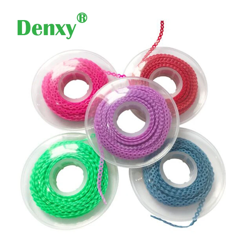 Denxy A+ Quality Orthodontic Chain Elastic Dental Ultra Power Chain Elastolink Power Chain open chain close Orthodontic Bracket