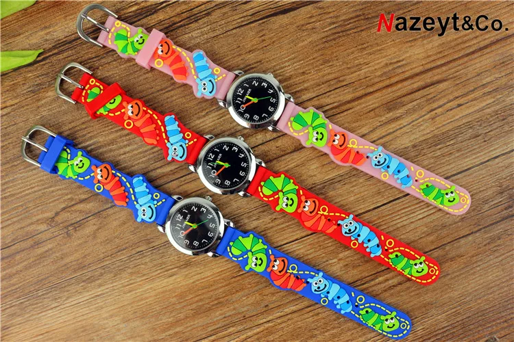 NAZEYT meninos quartz relógio de pulso crianças pequenas cara preta 3D annimal dial relógio de presente pulseira de silicone macio meninas crianças cartoo