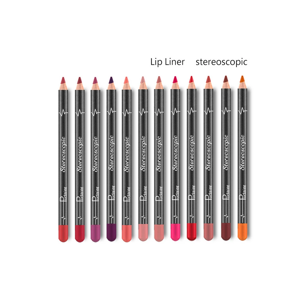 12PCS/Set New Fashion Women Waterproof Lip Liner Makeup Set Long Lasting Matte Lipsticks Lip Pencil Pen Girls Comestic Tools