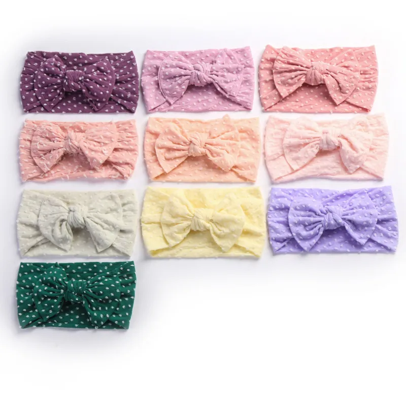 

2019 New Nylon Hair Bands Baby Big Bow Soft Headbands Top Knot Elastic Turban Hairband Baby Girl Head Wrap Accessies 24pc/lot