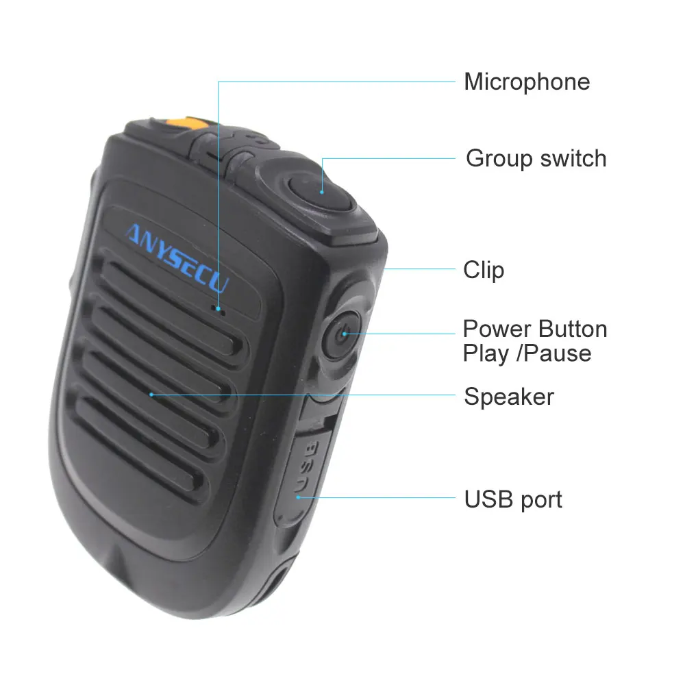 Wireless PTT Bluetooth Handsfree Speaker B01 Microphone for POC Android Network Radio Walkie Talkie Phone Work With Zello PTT