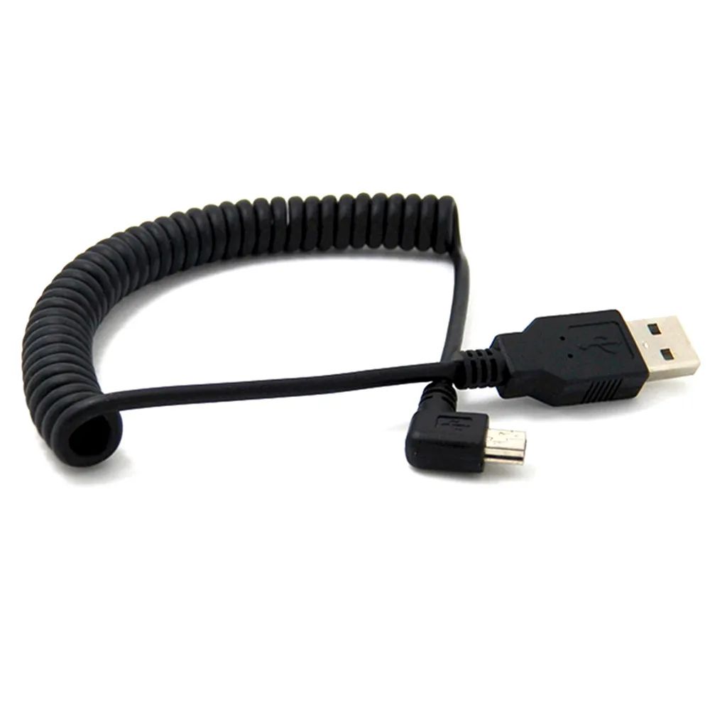 Nova 5Ft spirali USB Enrolada MINI 5Pin 5 P angulo direito czy Sexo Masculino para USB 2.0 macho Cabo wtyczka