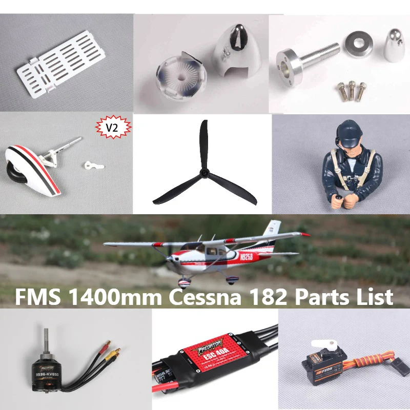 FMS 1400mm Cessna Sky Trainer 182 Parts Propeller Spinner Motor Shaft Landing Gear etc RC Airplane Model Plane Aircraft Avion