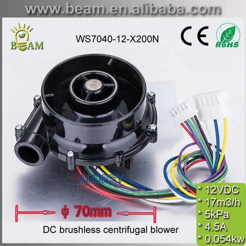 FREE SHIPPING 70*40mm12V High Speed Micro Brushless DC Fan / Excellent Performance 12V Small DC Blower with 17m3/h 5Kpa Pressure