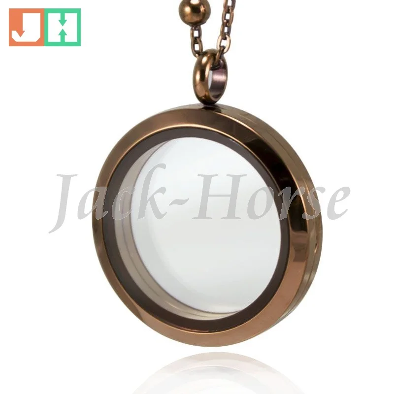 Free shipping high quality 30mm 316L stainless steel brown floating locket