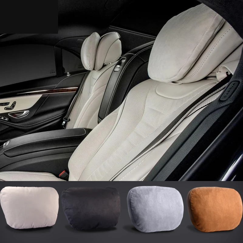 4Pcs Maybach Design S Class Car Neck Seat Soft Cushion Brand Headrest Covers For Mercedes-Benz Bmw Audi Toyota Bentley Maserati