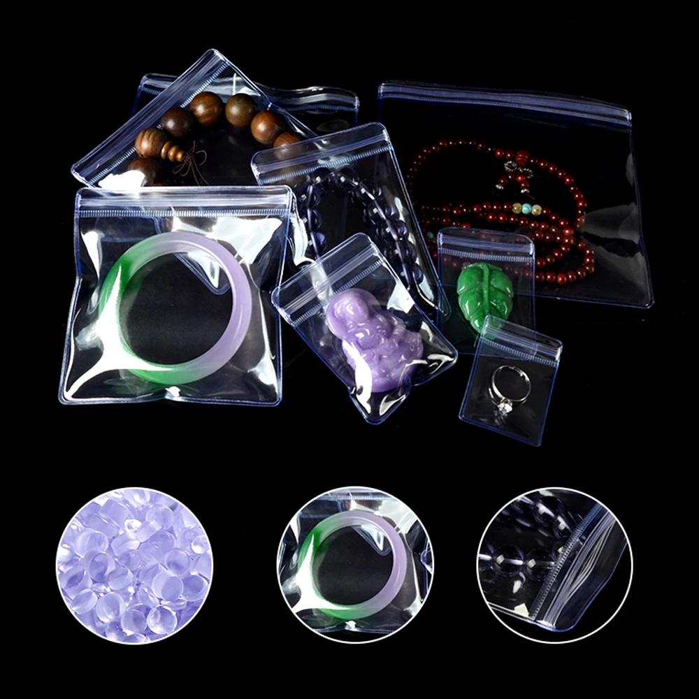 

Clear Zip Lock Plastic PVC Pack Bag Anti-oxidation Jewelry Necklace Bracelet Ornament Jade Storage Package Pouches 11 Size