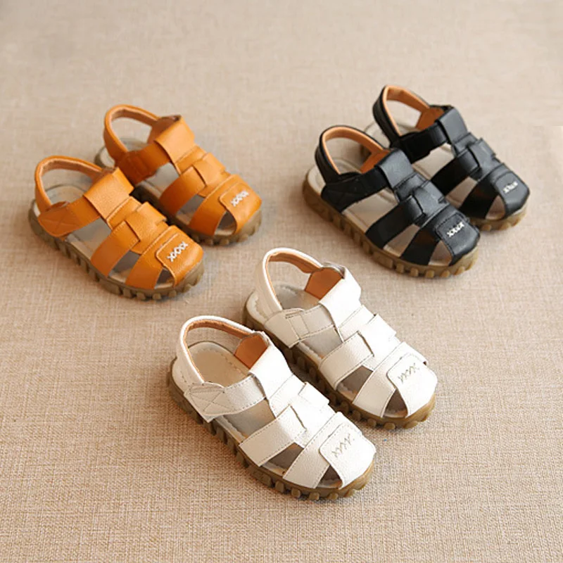 New Spring Summer Shoes Boys Soft Leather Sandals Baby Boys Summer Prewalker Soft Sole Genuine Leather Beach Sandals CSH130