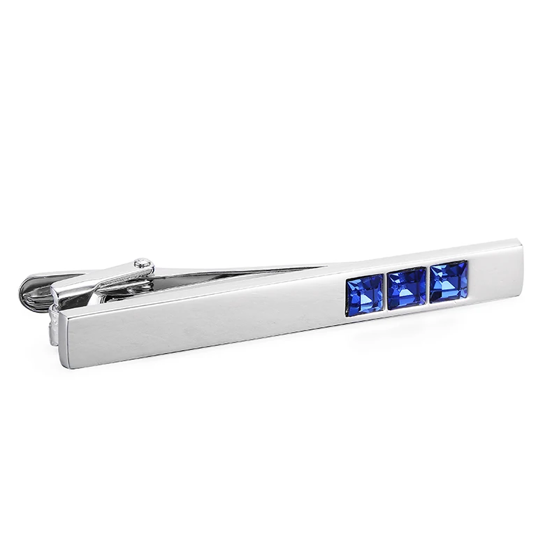 Erkek Metal Kravat Klipleri Toptan Mavi Kristal Klasik Erkek Kravat Klipleri Kravat Şık Toka kravat iğnesi Tonlu Bar Düğün Için