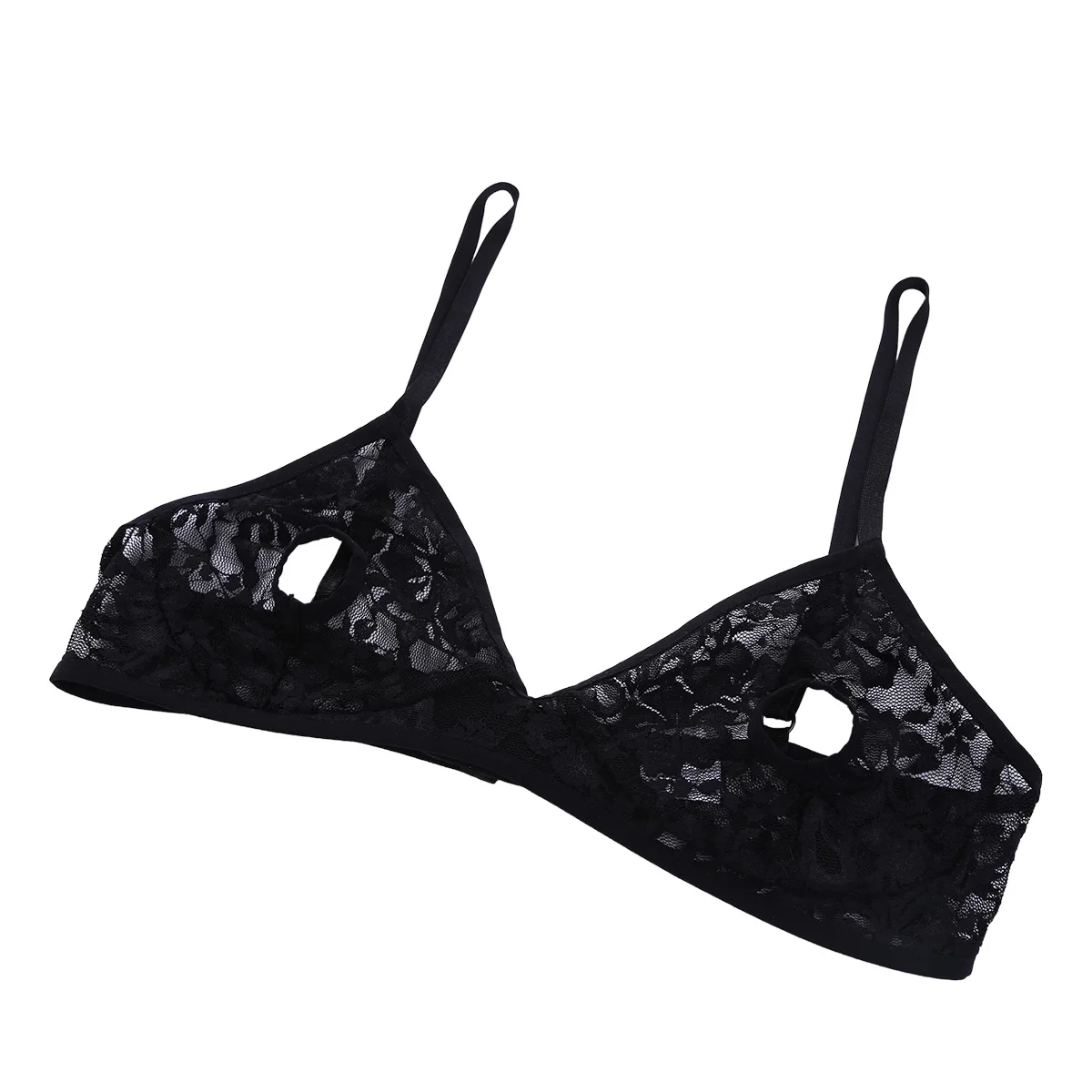 Sexy Female Women Lingerie Bra Tops Soft Lace Floral Sheer Nipple Hollow out Bralette Wire-free Unlined Bra for Nightwear Bra