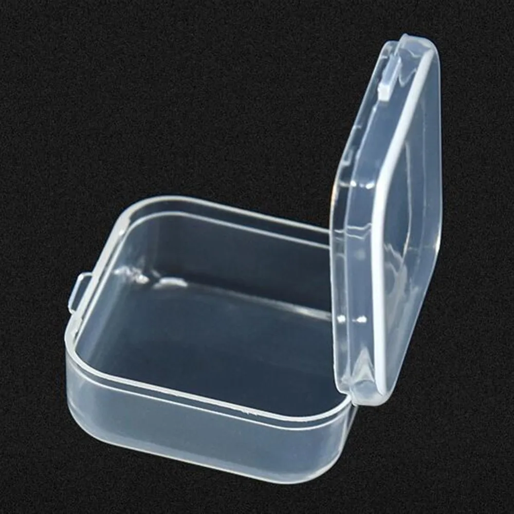 (1Piece) 3.5X3.5X1.5cm Mini Clear Plastic Small Box Fashion Jewelry Earplugs Storage Boxes Case Container Beads Organizer