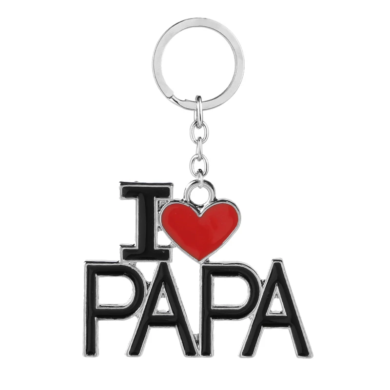 Брелок для мамы I Love, эмалированный брелок для мамы I love dad, mama, papa, черный, синий, красный брендовый Автомобильный держатель для ключей, подарок для родителей