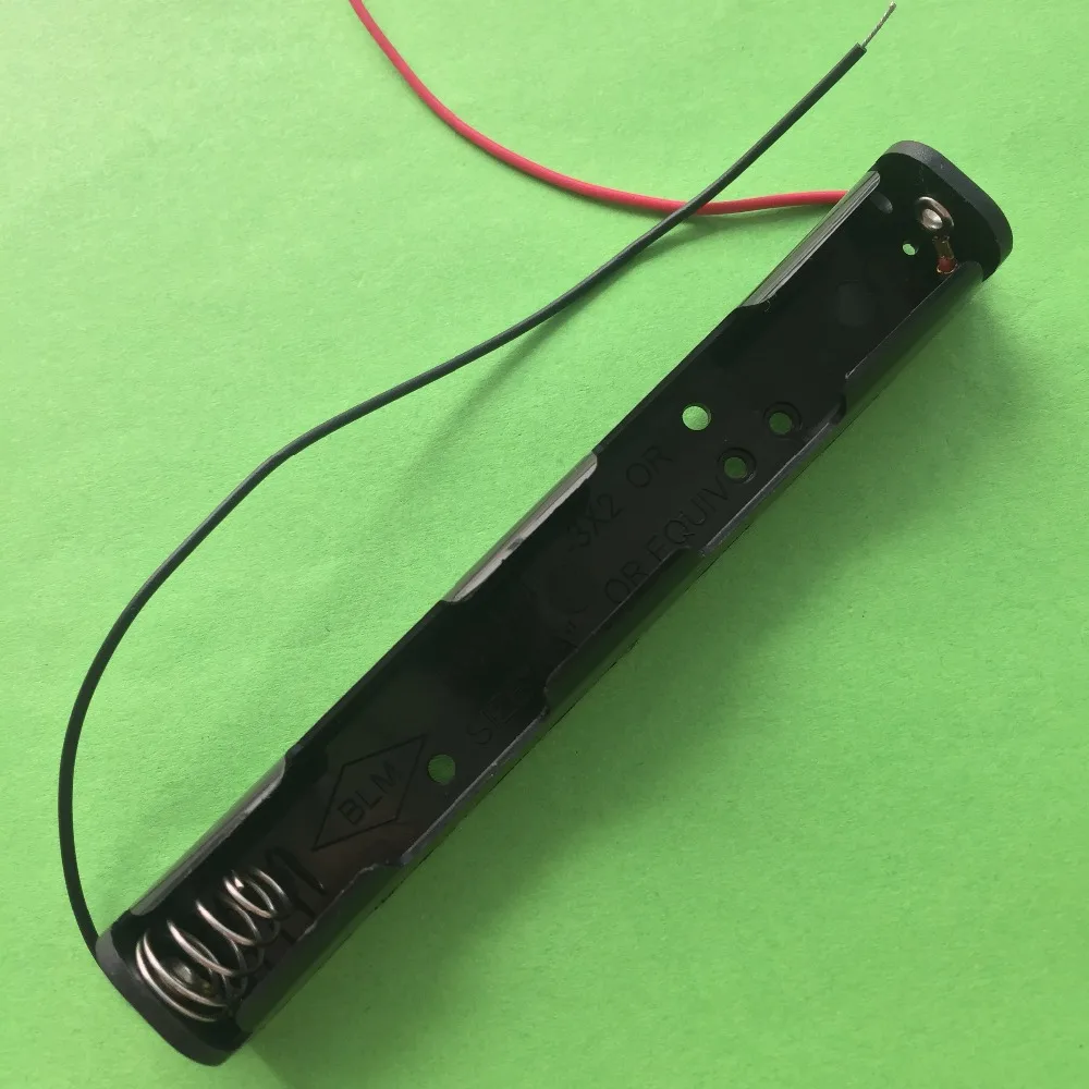 J417Y Straight Long Battery Junction Box Contain 2 AA Battery Series Connection 108mm Length DIY