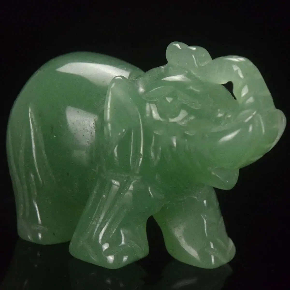 2inch Newest Aventurine Jade Stone Craving Lucky elephant Feng Shui Statue Green New