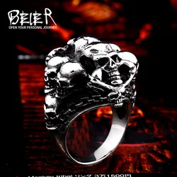 Beier 316L Stainless Steel Punk Skull Men's Ring Unique Design High Quality Jewelry LLBR8-681R