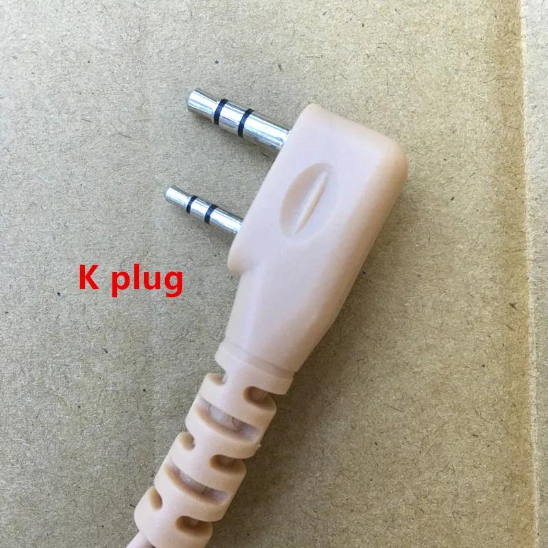 Light Brown long big ptt air tube headphone K plug 2pins for KENWOOD Baofeng Puxing WLN Wouxun TYT LINTON etc radios