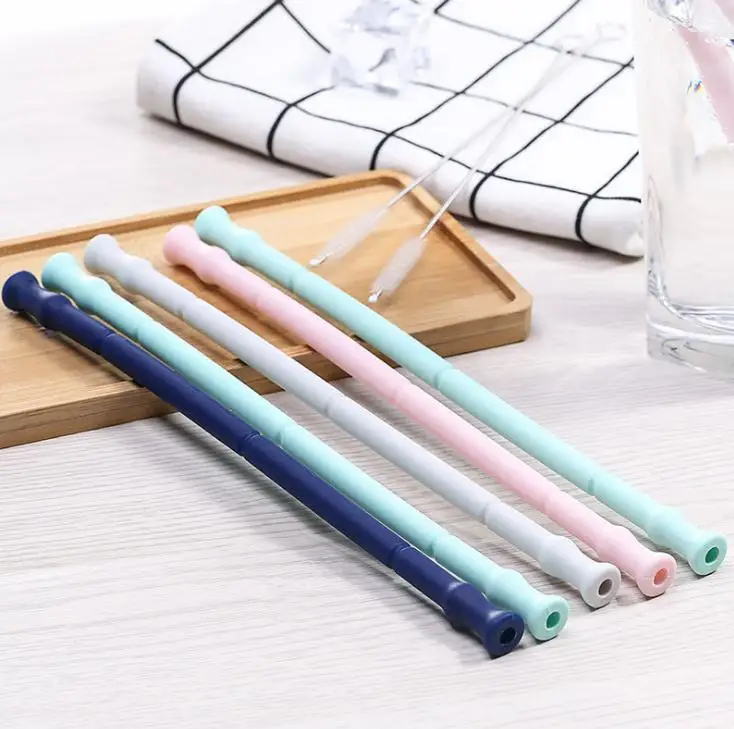 1000pcs Reusable Silicone Straws Food Grade Silicone Drinking Straw Party Drinkware Supplies BPA Free SN1738